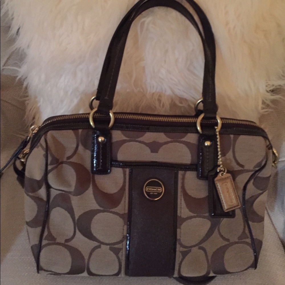 Coach Signature Brown Stripe Satchel